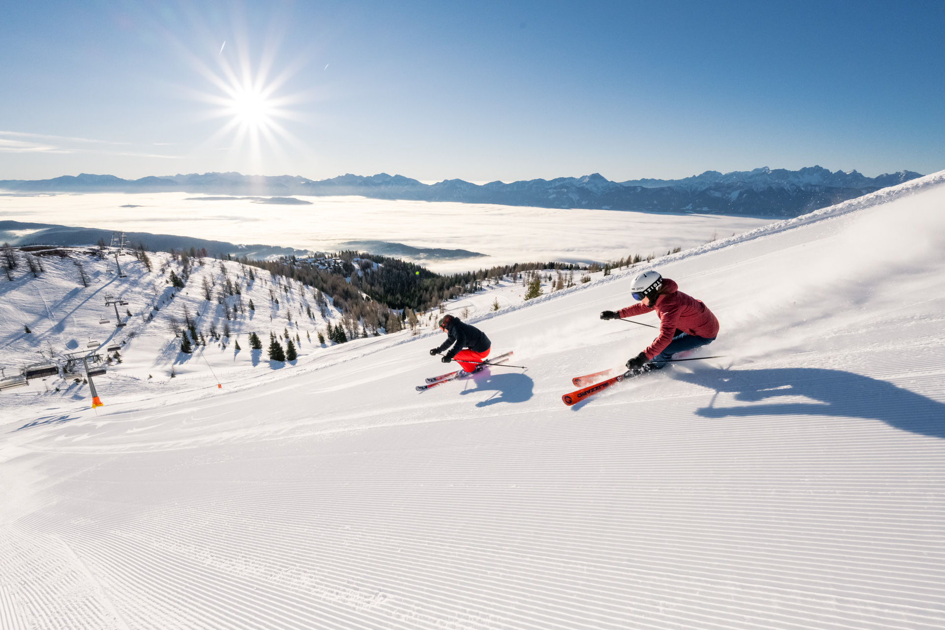 Gerlitzen Alpe in Austria - the sky is clear and blue.