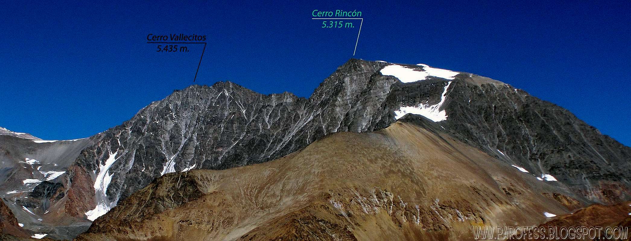 Vallecitos in Argentina - a view of the top of a mountain.