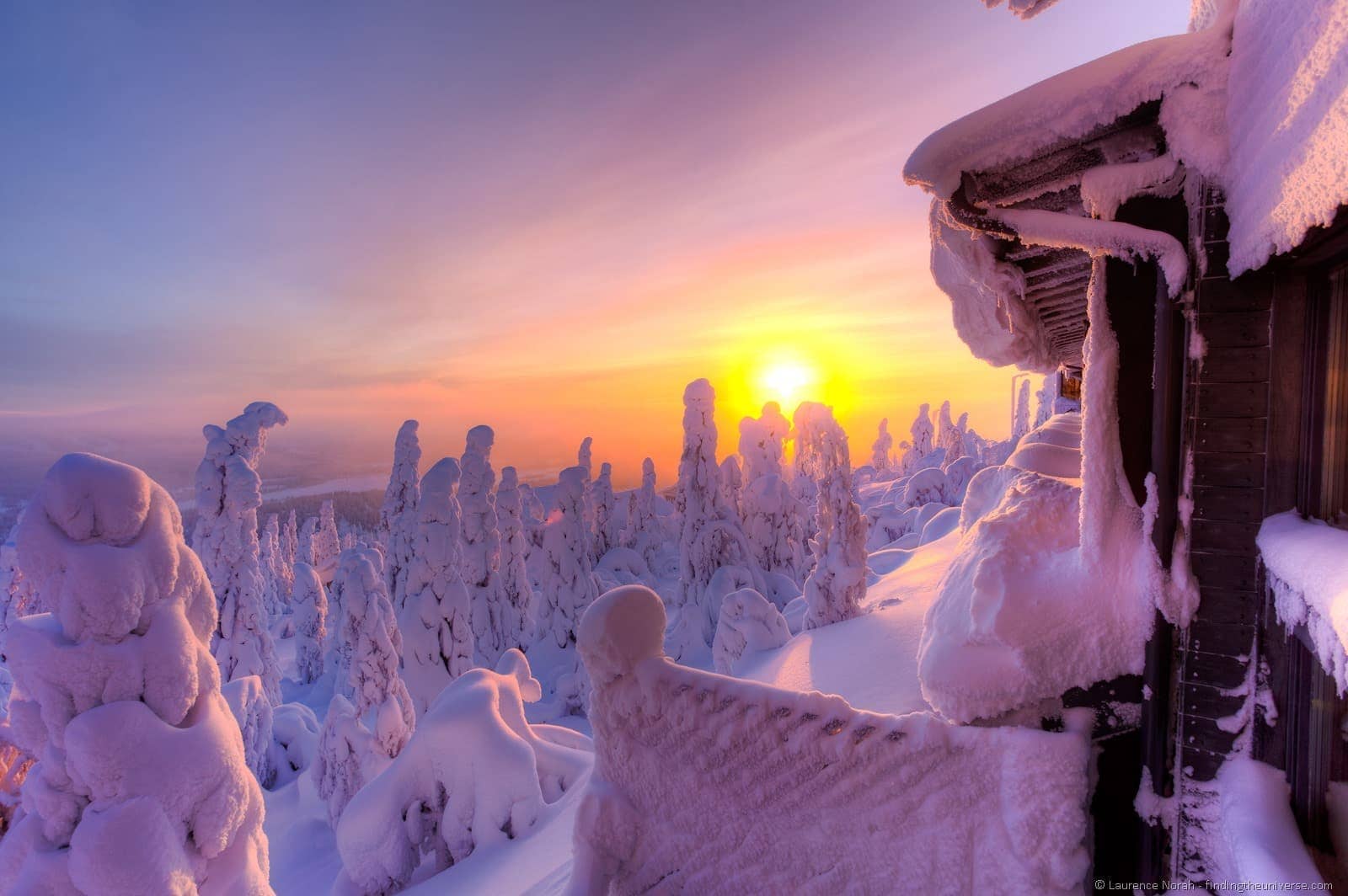 Iso-Syöte in Finland - the sun is setting in the sky.