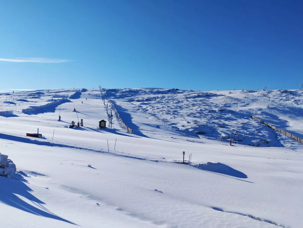 Serra da Estrela in Portugal - a snow covered ski slope in the mountains.