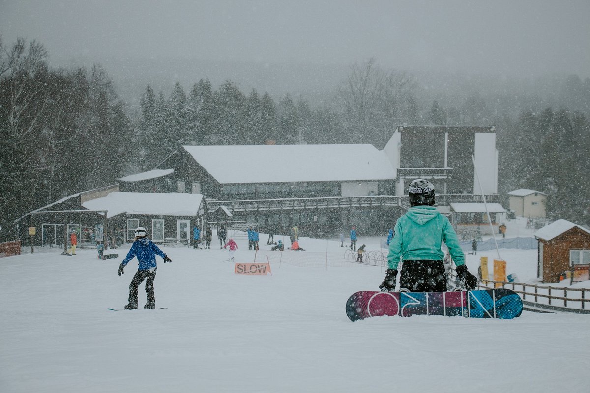 Brimacombe in Canada - a person on a snowboard in the snow.