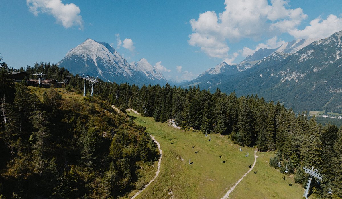 Katzenkopf Leutasch in Austria - a view of the mountains from the top of a mountain.