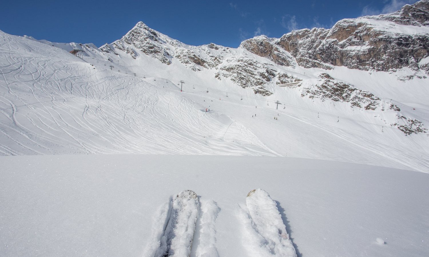 Pont d'Espagne in France - a person's footprints in the snow.
