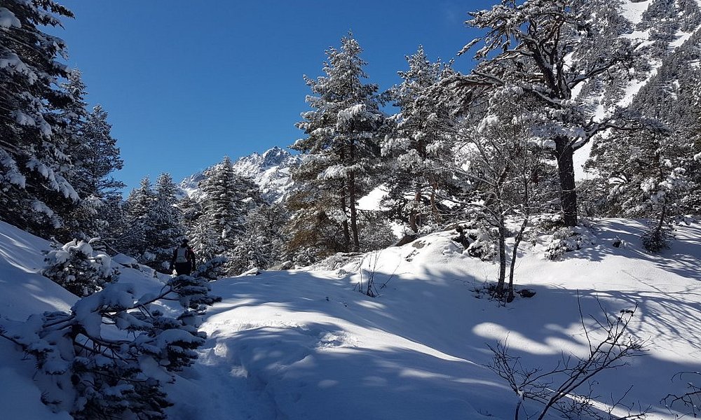 Pont d'Espagne in France - a snow covered trail in the mountains.