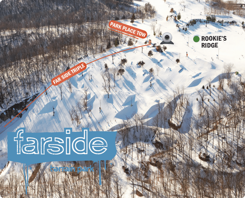 Chestnut Mountain in USA - snow on the ground.