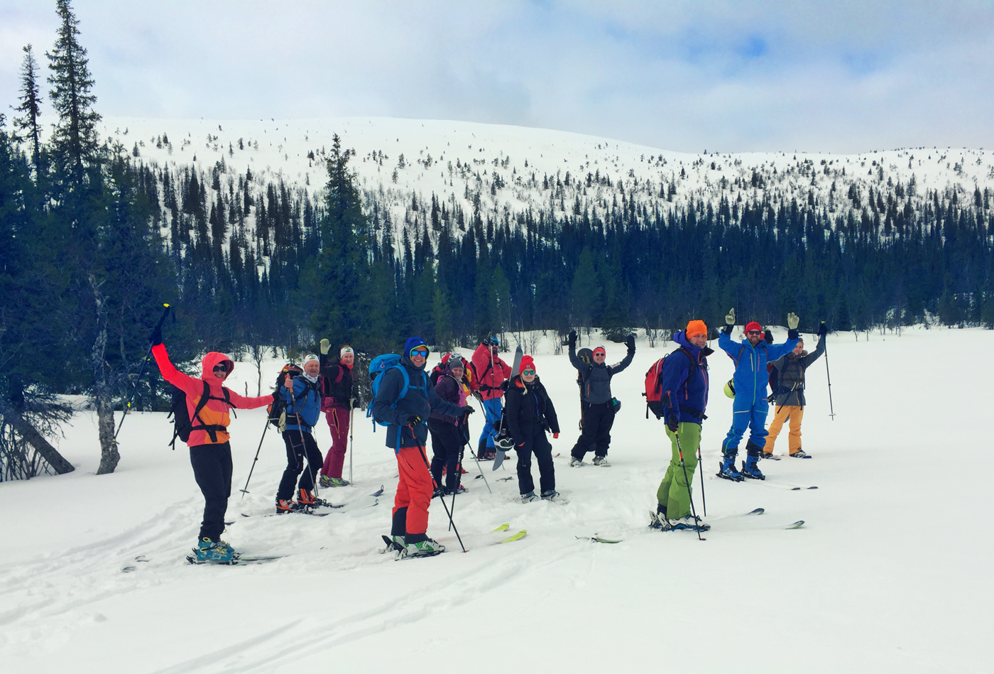 Pallas in Finland - a group of skiers.