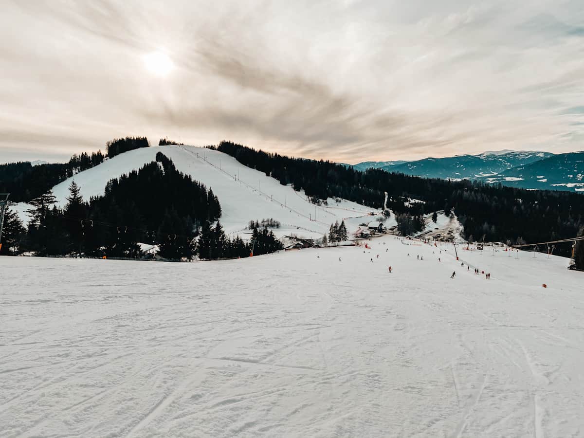 Simonhöhe in Austria - a snow covered ski slope.