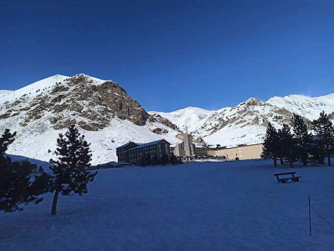 Vall de Núria in Spain - the view of the mountains from the top of the mountain.