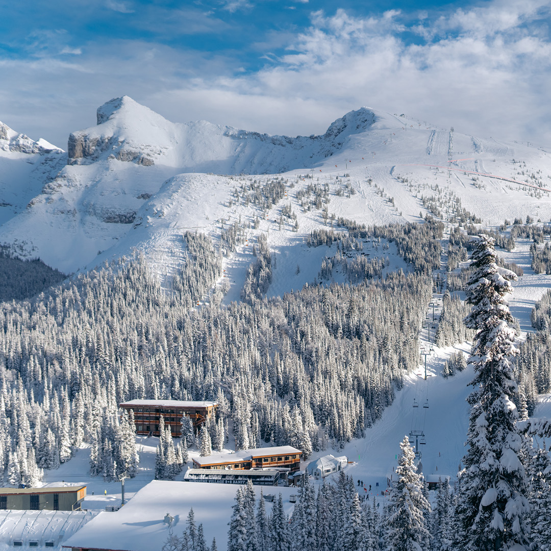 Banff Sunshine in Canada - a mountain covered in snow.