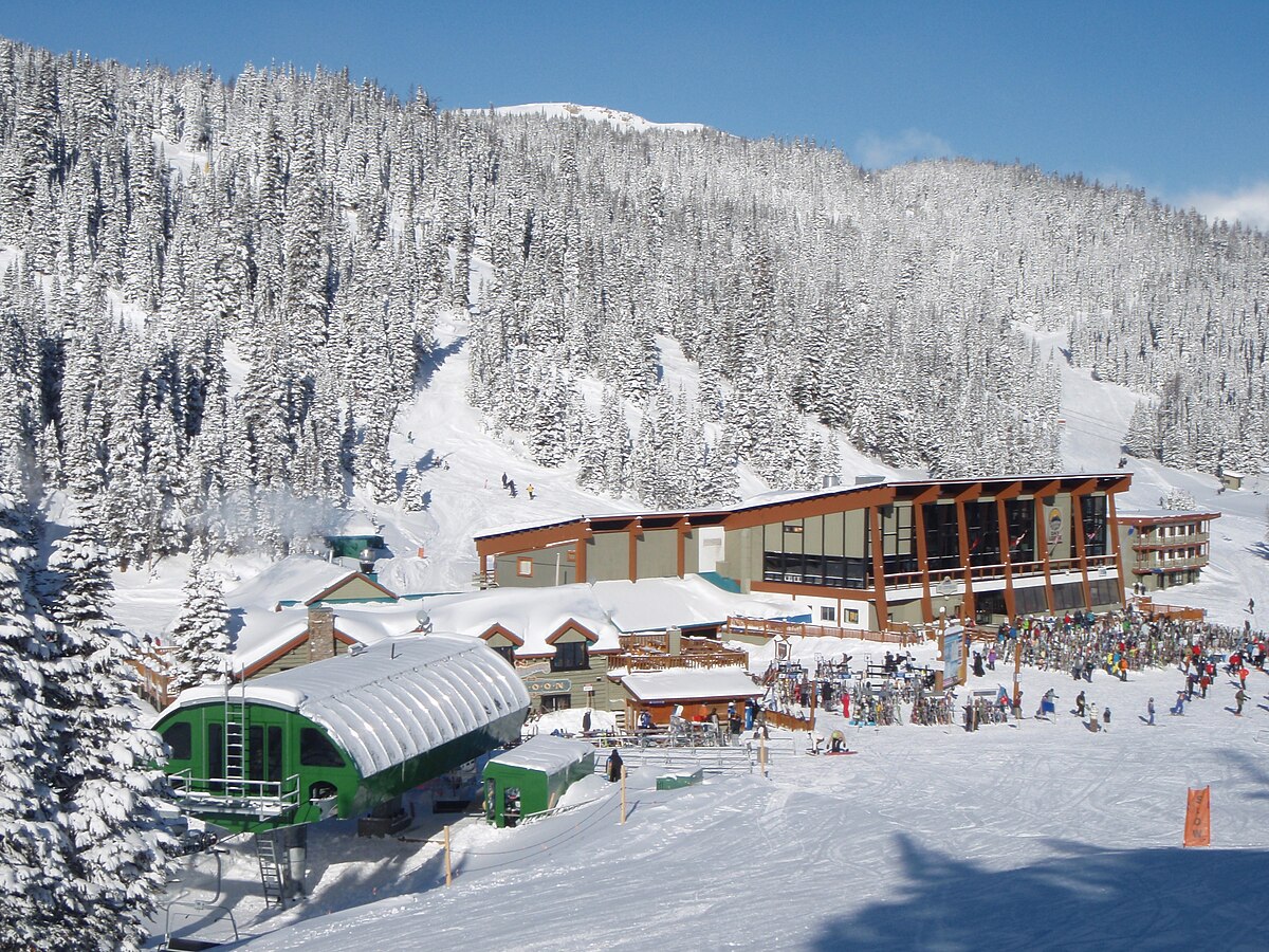 Banff Sunshine in Canada: a ski resort surrounded by snow covered trees.