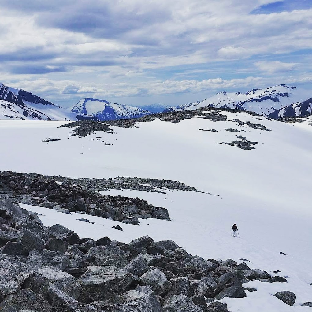 Stryn Vinterski in Norway - the view from the summit of a snowy mountain.