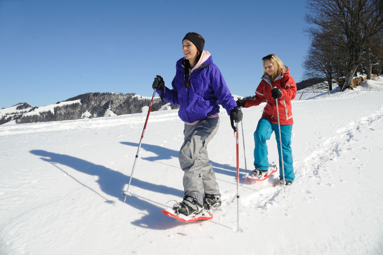 Atzmännig in Switzerland - two people on skis.