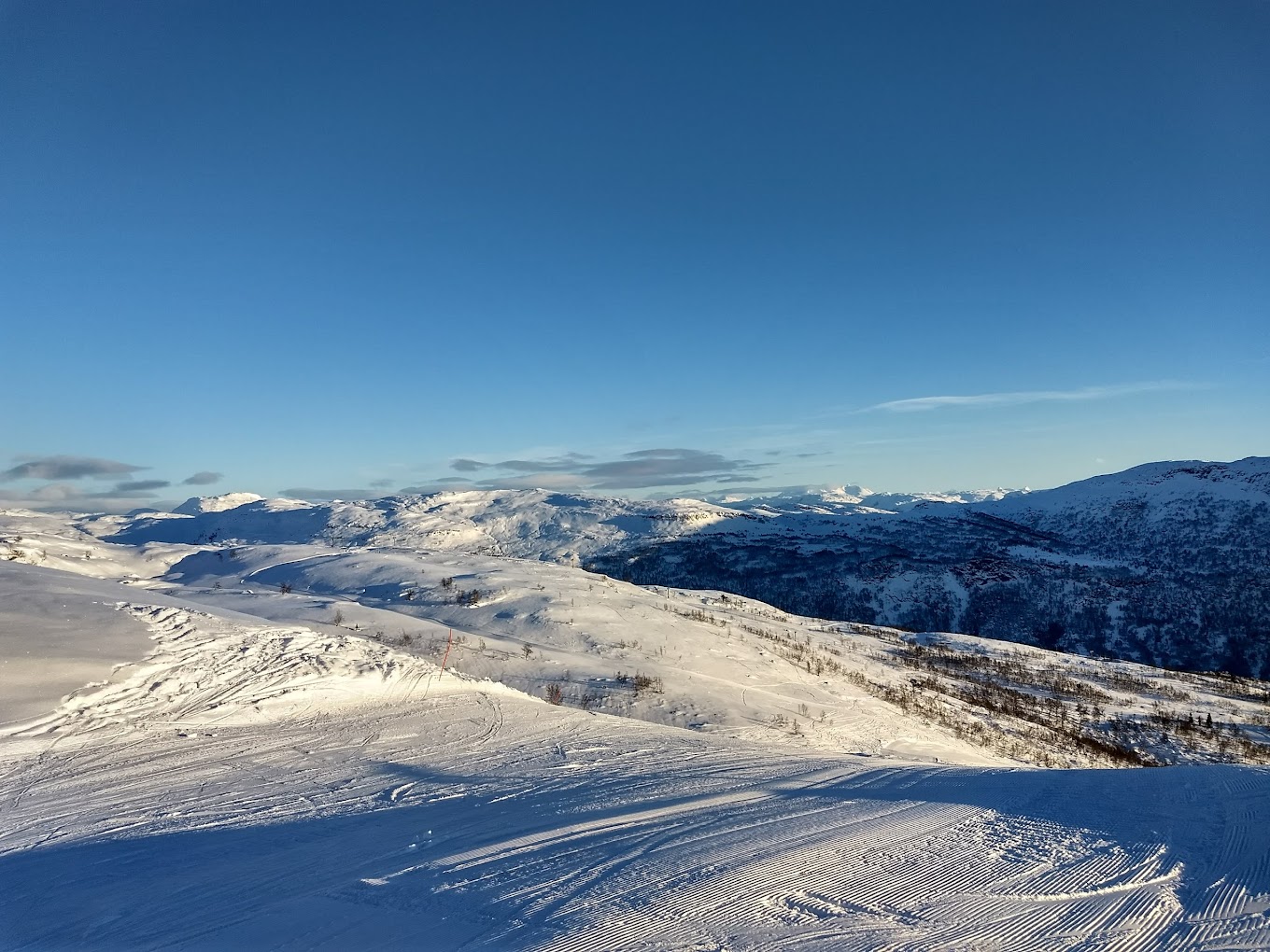 Sogndal Skisenter - Hodlekve in Norway - a view from the top of a snowy mountain.
