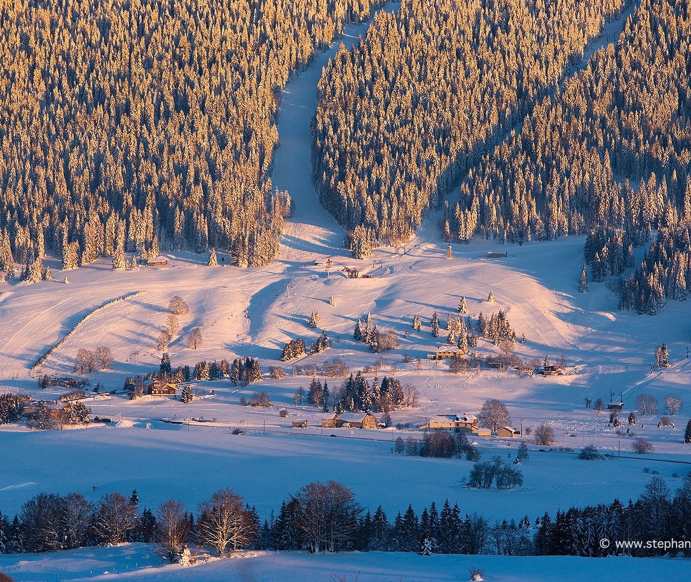 Le Noirmont in France - a snowy landscape in the austrian alps.