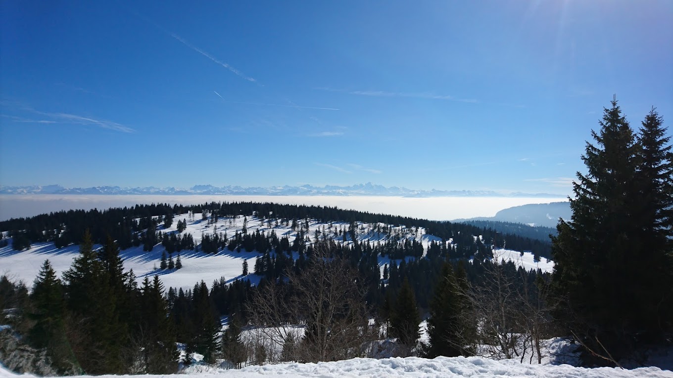 Le Noirmont in France - a view from the top of a snowy mountain.