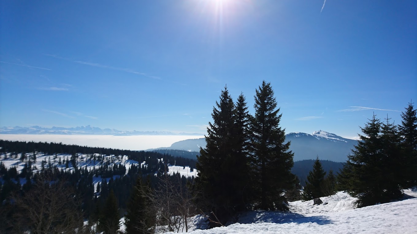 Le Noirmont in France - a view from the top of a snowy mountain.
