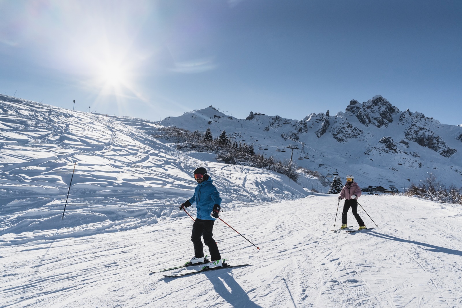 Marsia – Tagliacozzo in Italy - a group of people skiing down a snowy slope.