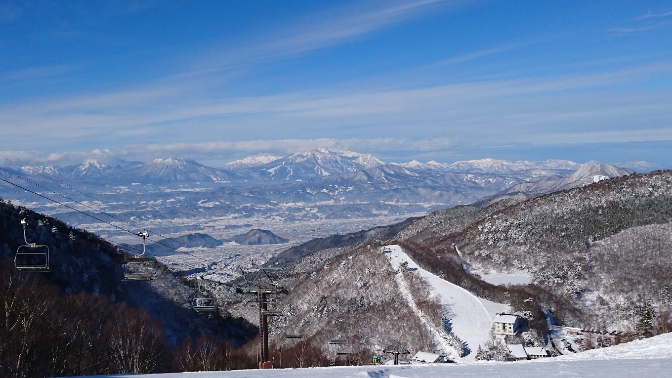 Giant Ski area in Japan - a view from the top of a ski slope.