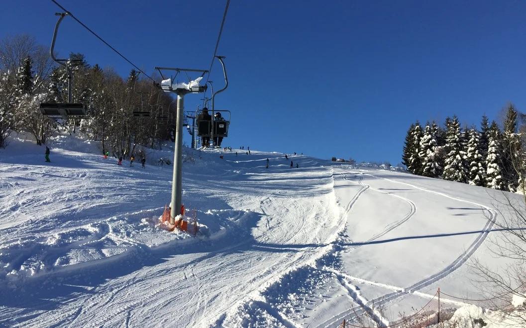 Kötschach-Mauthen in Austria - a ski lift going up the mountain.
