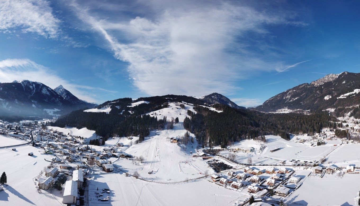 Kötschach-Mauthen in Austria - a snow covered village in the swiss alps.