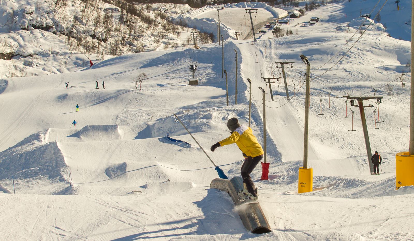 Eikedalen in Norway - a person on a snowboard in the snow.