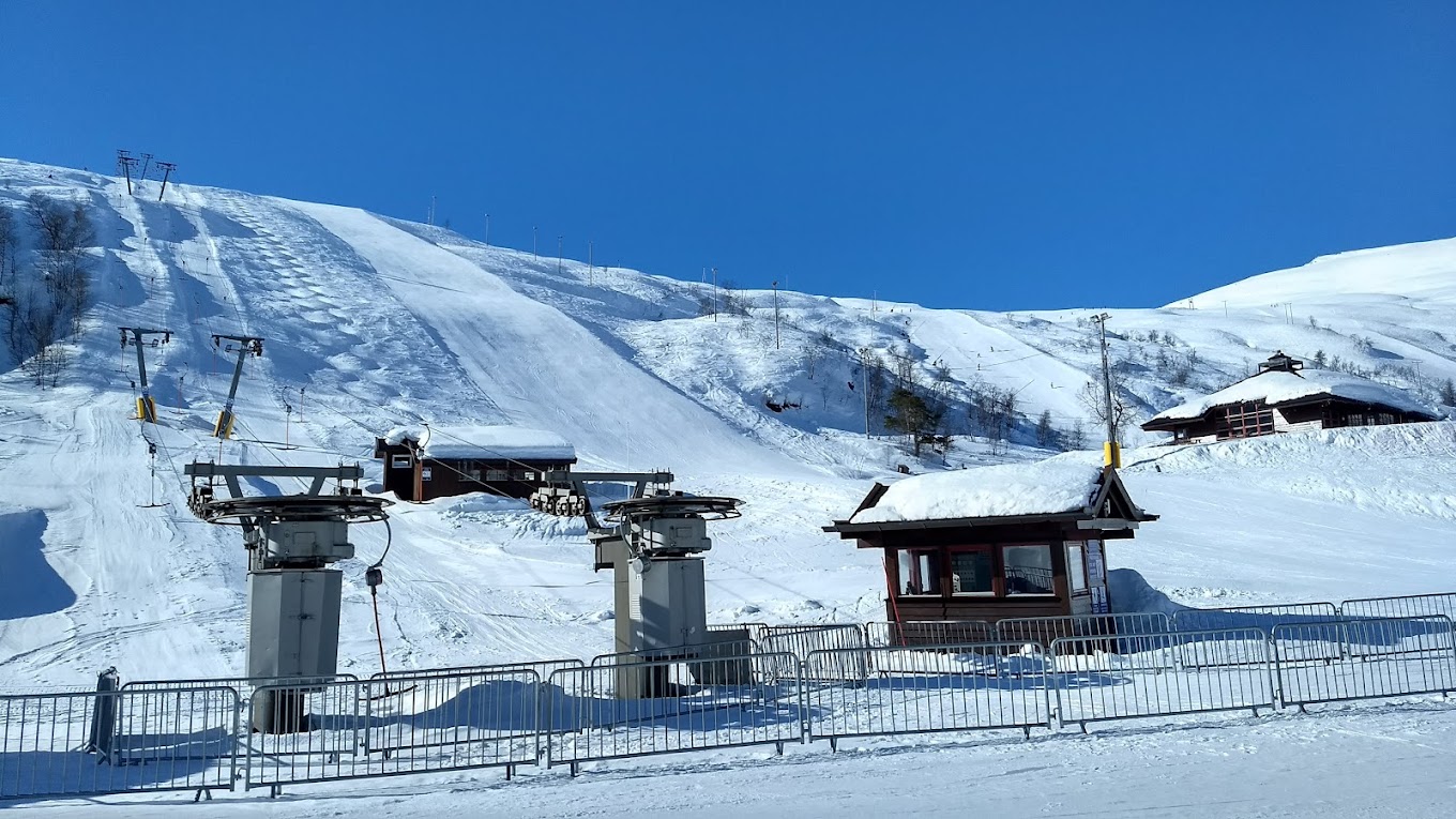 Eikedalen in Norway - a snow covered ski slope with a ski lift.