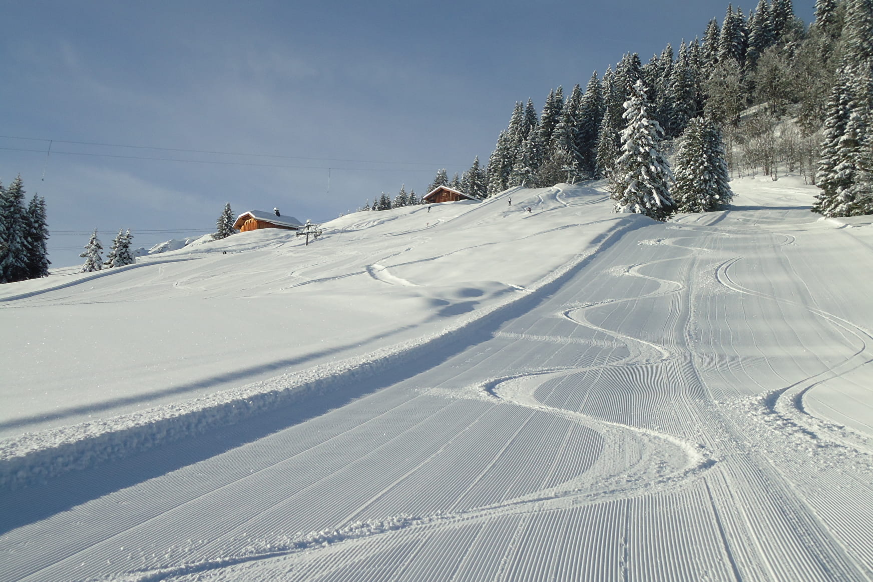 Cordon in France - tracks in the snow.