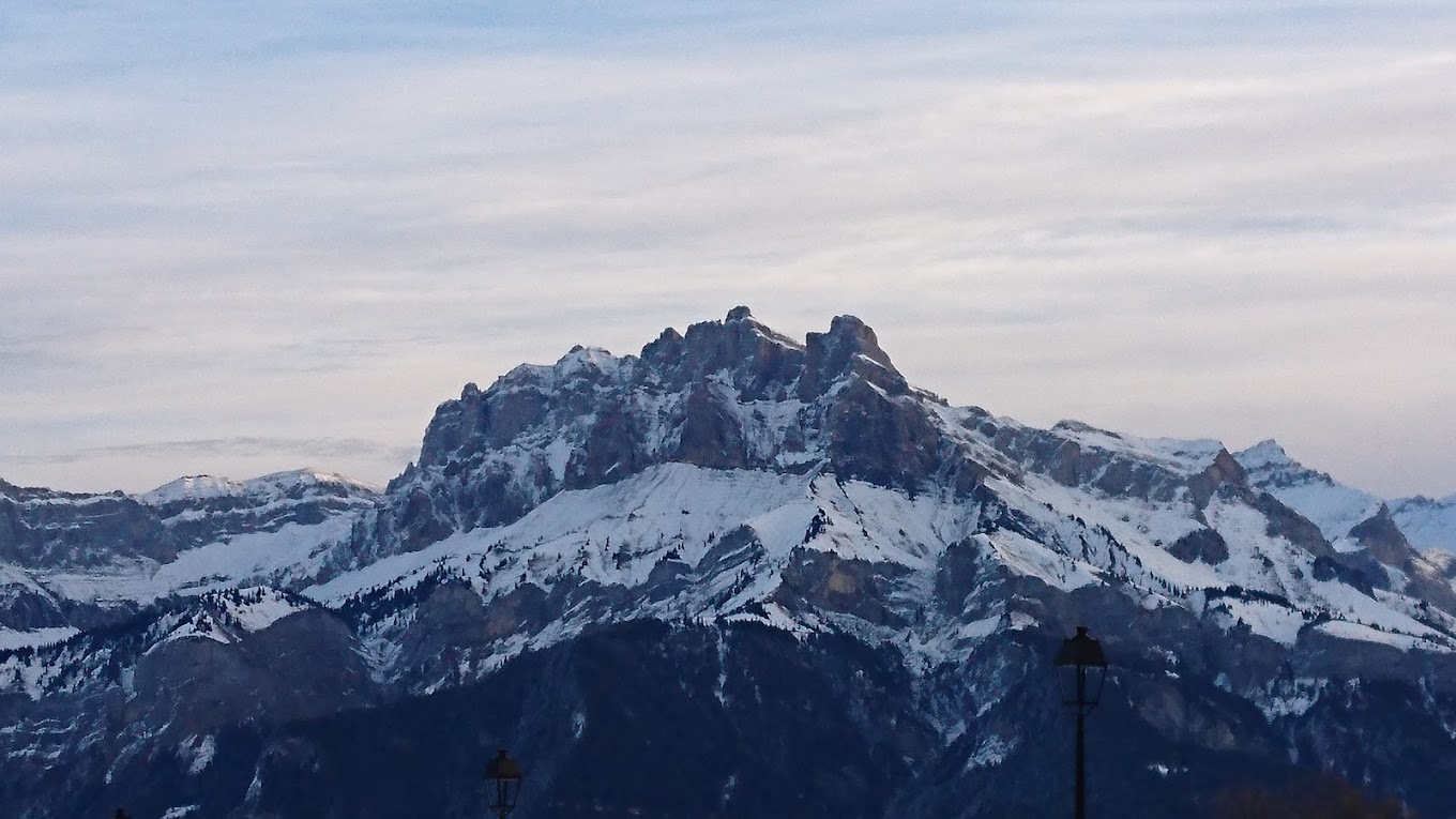 Cordon in France - a view of the mountains from the top of a mountain.