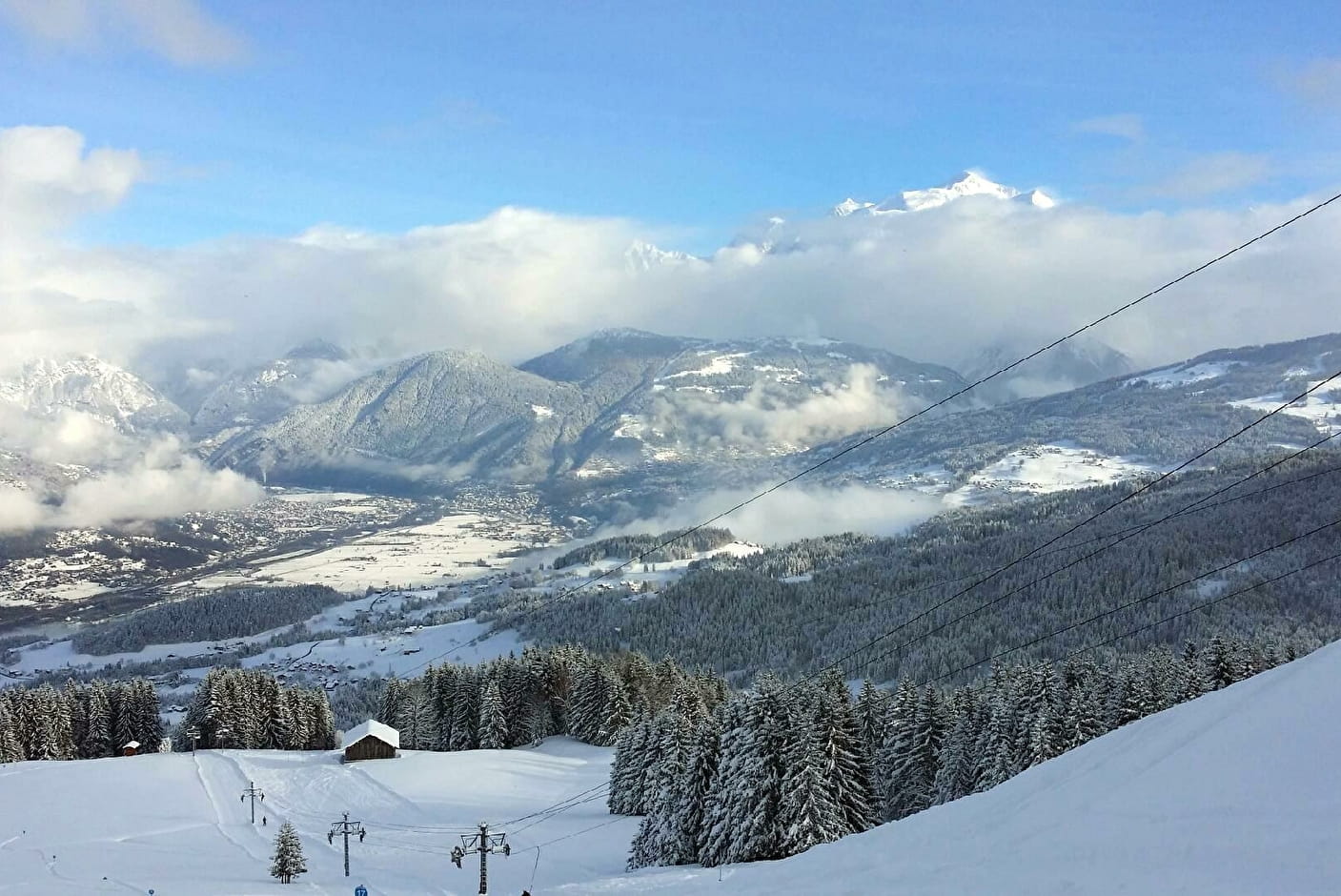 Cordon in France - blue sky with white clouds.