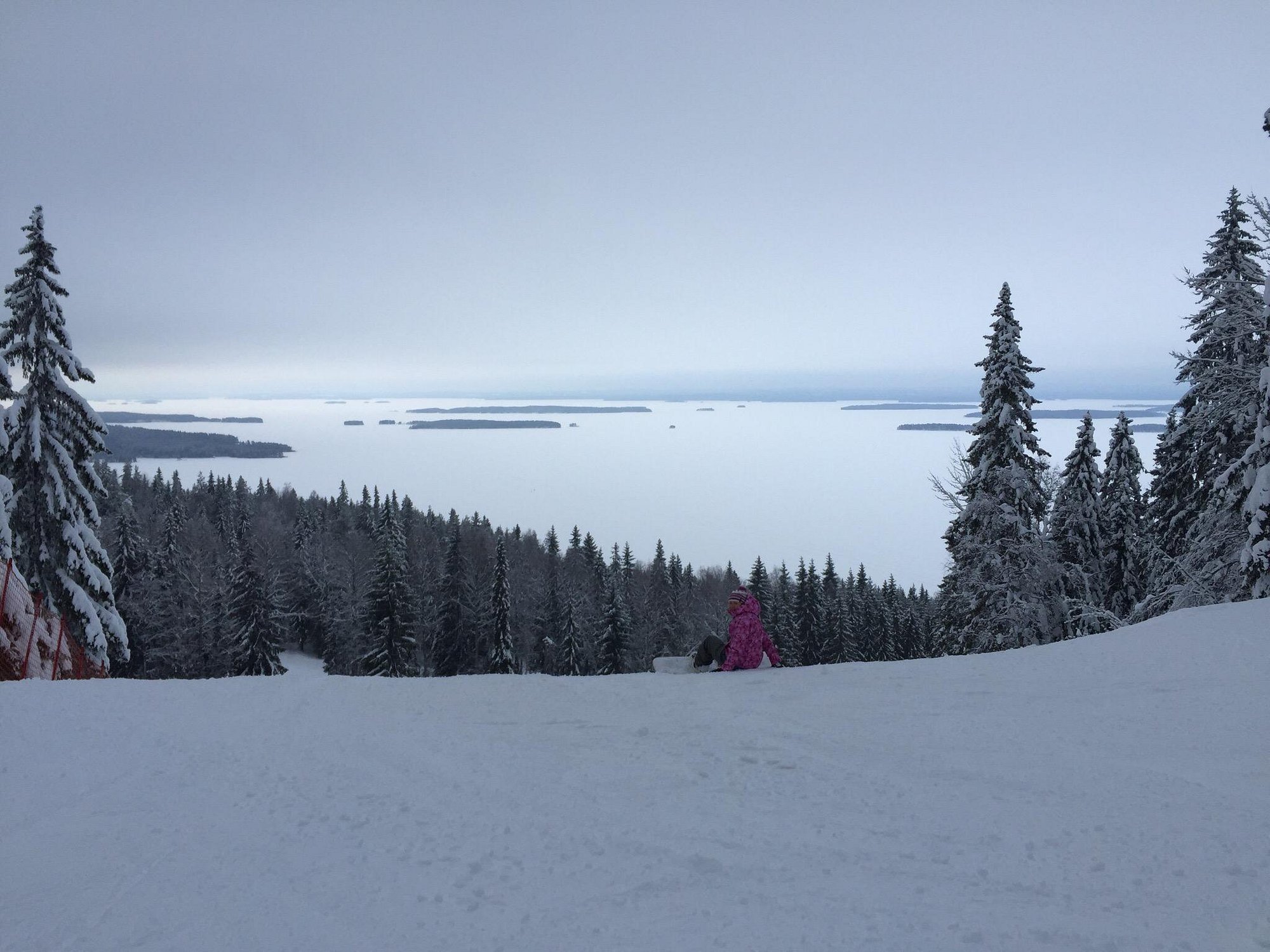 Koli Ski - Ukko-Kolin rinteet in Finland - a person standing on top of a snow covered mountain.