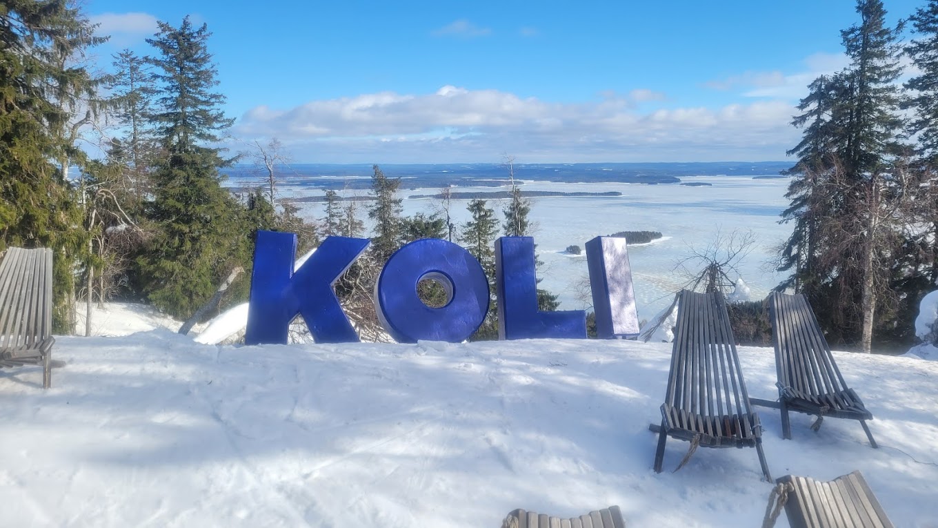 Koli Ski - Ukko-Kolin rinteet in Finland - a sign that says love in the snow.