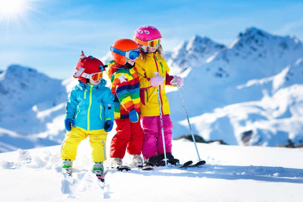 Schwabenbergarena Turnauer Schilift in Austria - two children in ski gear on a snowy slope.
