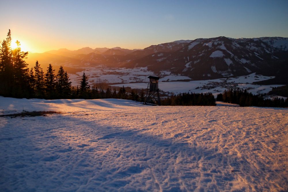 Schwabenbergarena Turnauer Schilift in Austria - snow on the ground.