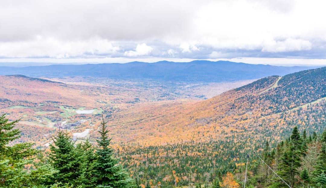 Stowe in USA - the view from the top of the mountain.