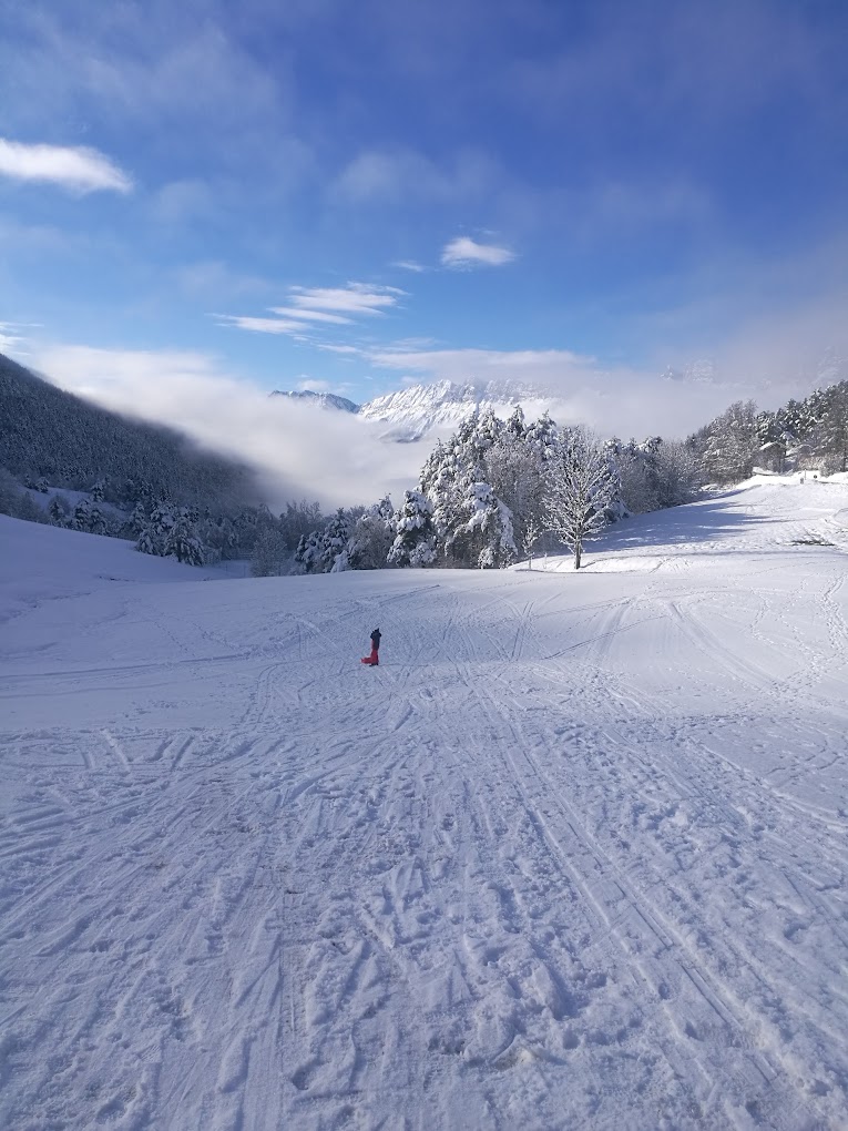 Col de l'Arzelier in France - a person on skis in the snow.