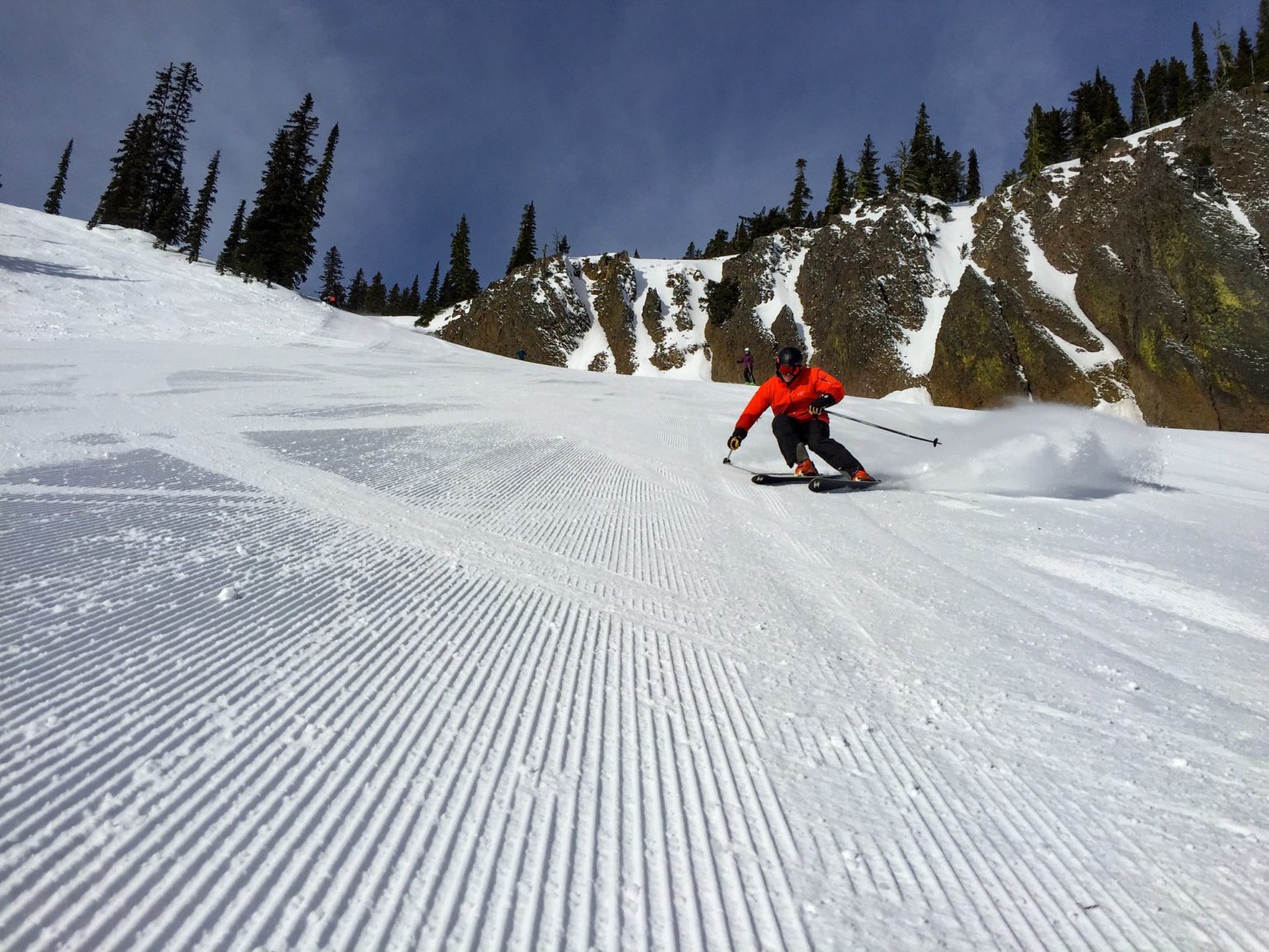 Mission Ridge in Canada - a person skiing down the side of a mountain.