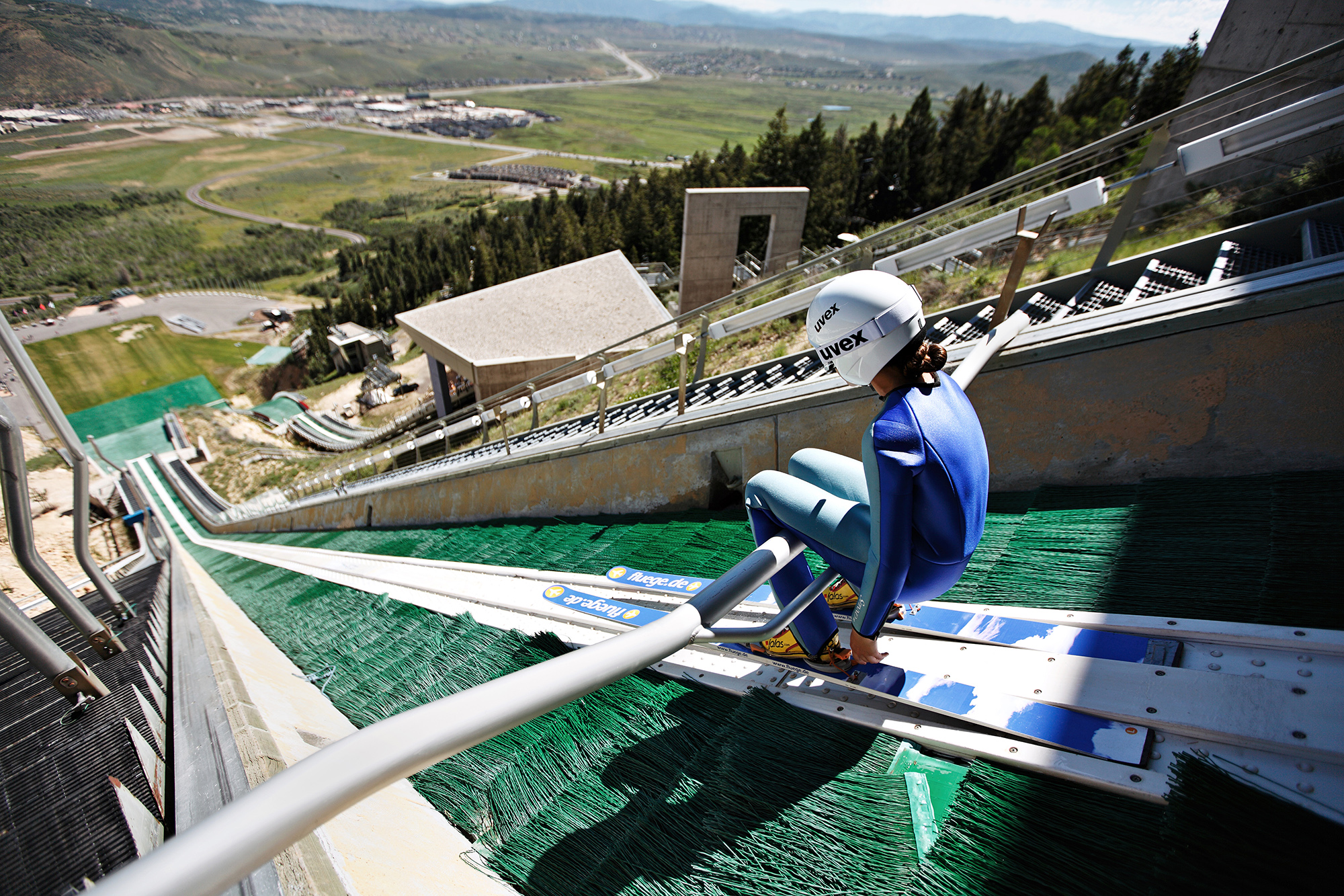 Utah Olympic Park in USA - a person on a surf board on a ramp.