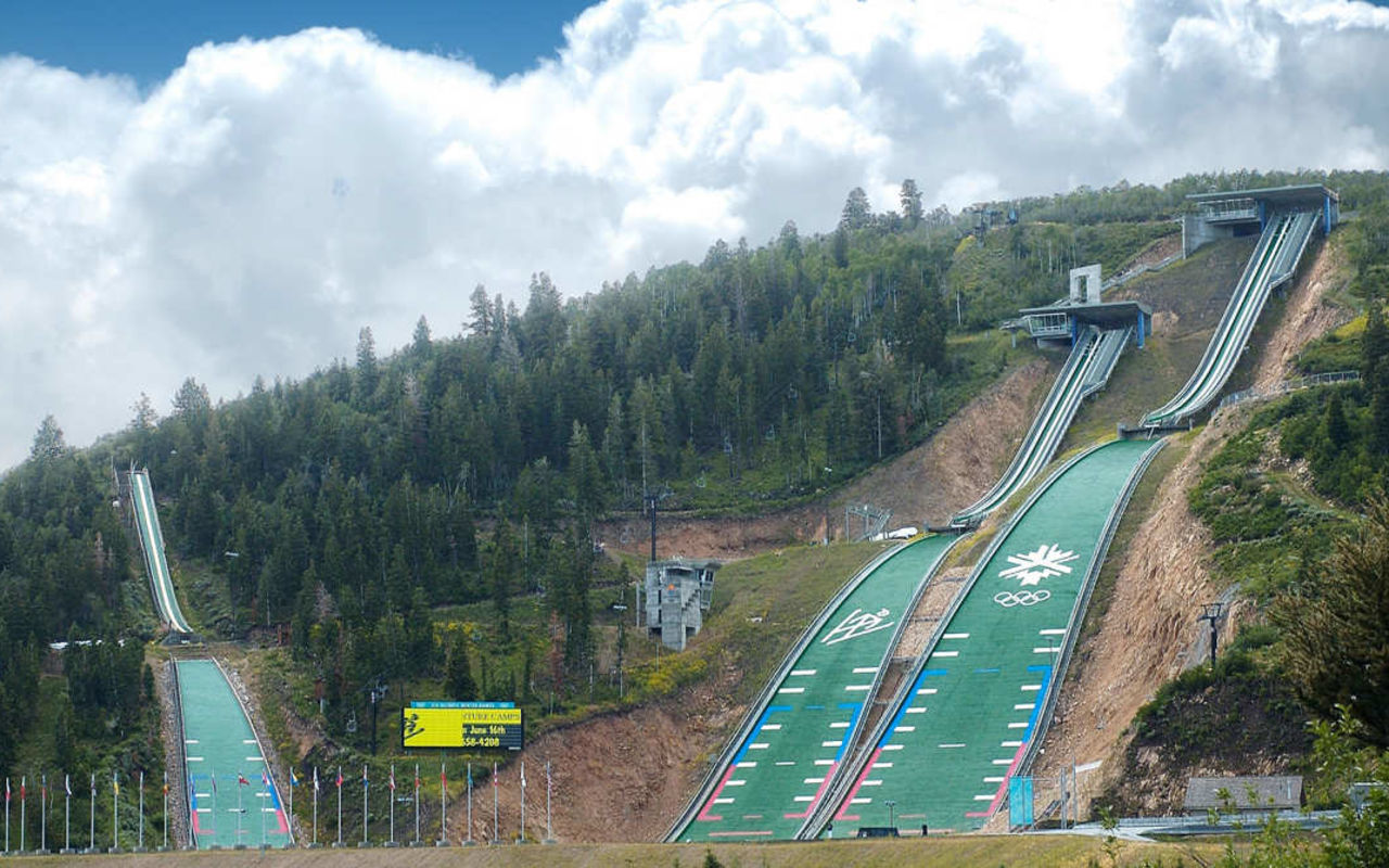 Utah Olympic Park in USA - the sky is blue.