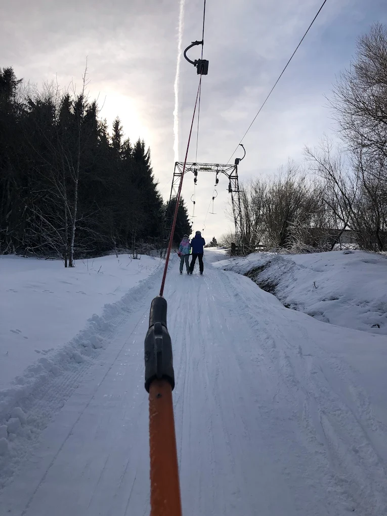 Skilifte Kreuzberg in Germany - a person on skis going down a hill.