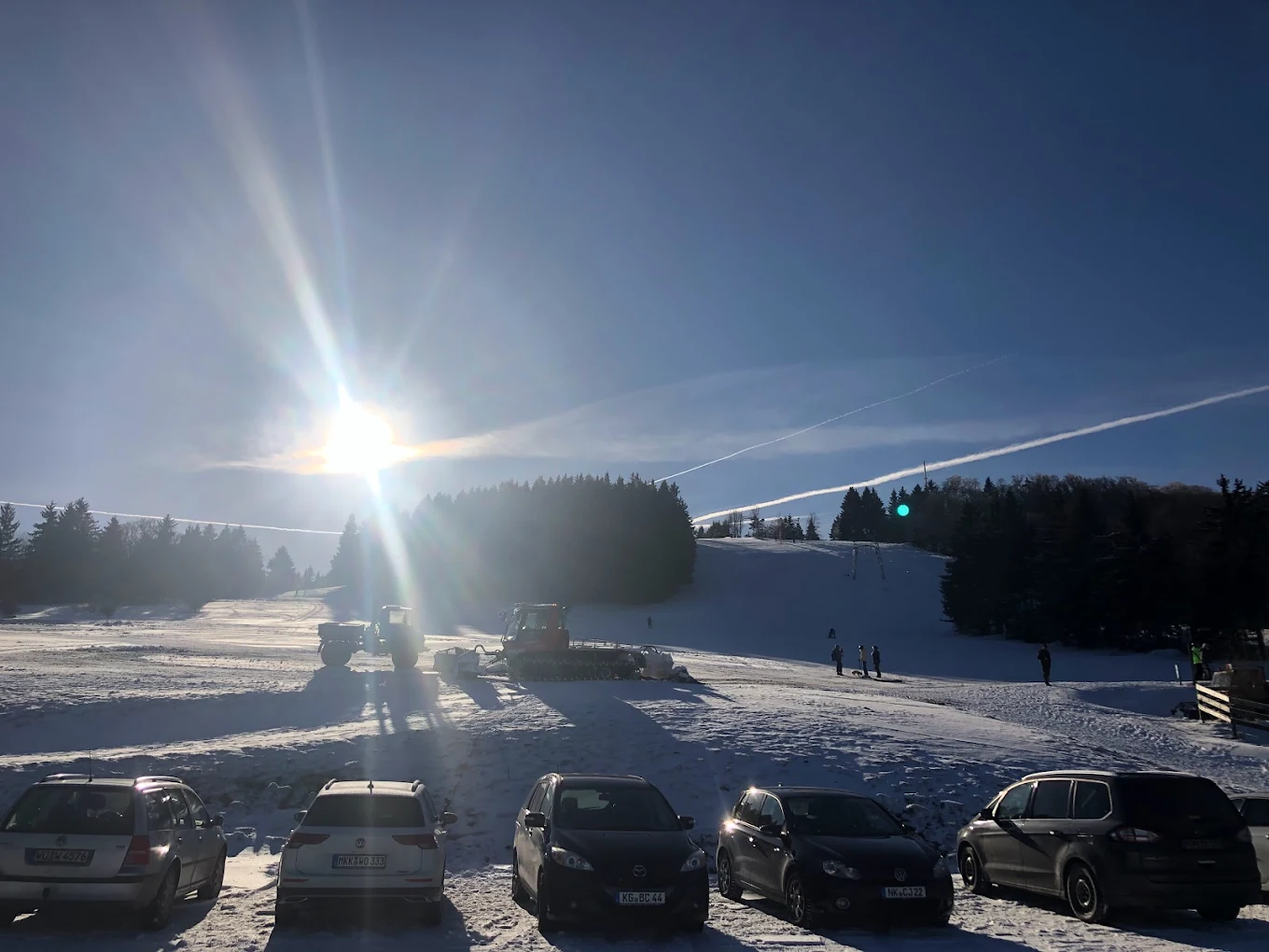 Skilifte Kreuzberg in Germany - a group of cars parked in the snow.