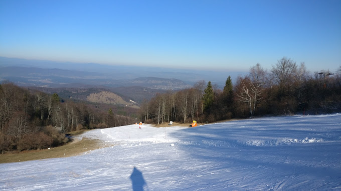 Gače in Slovenia - a view of the mountains from a ski slope.