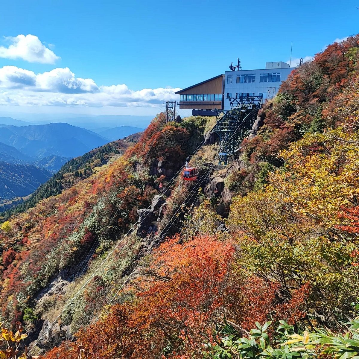 Kenmin-no-mori in Japan - a view from the top of a mountain in autumn.