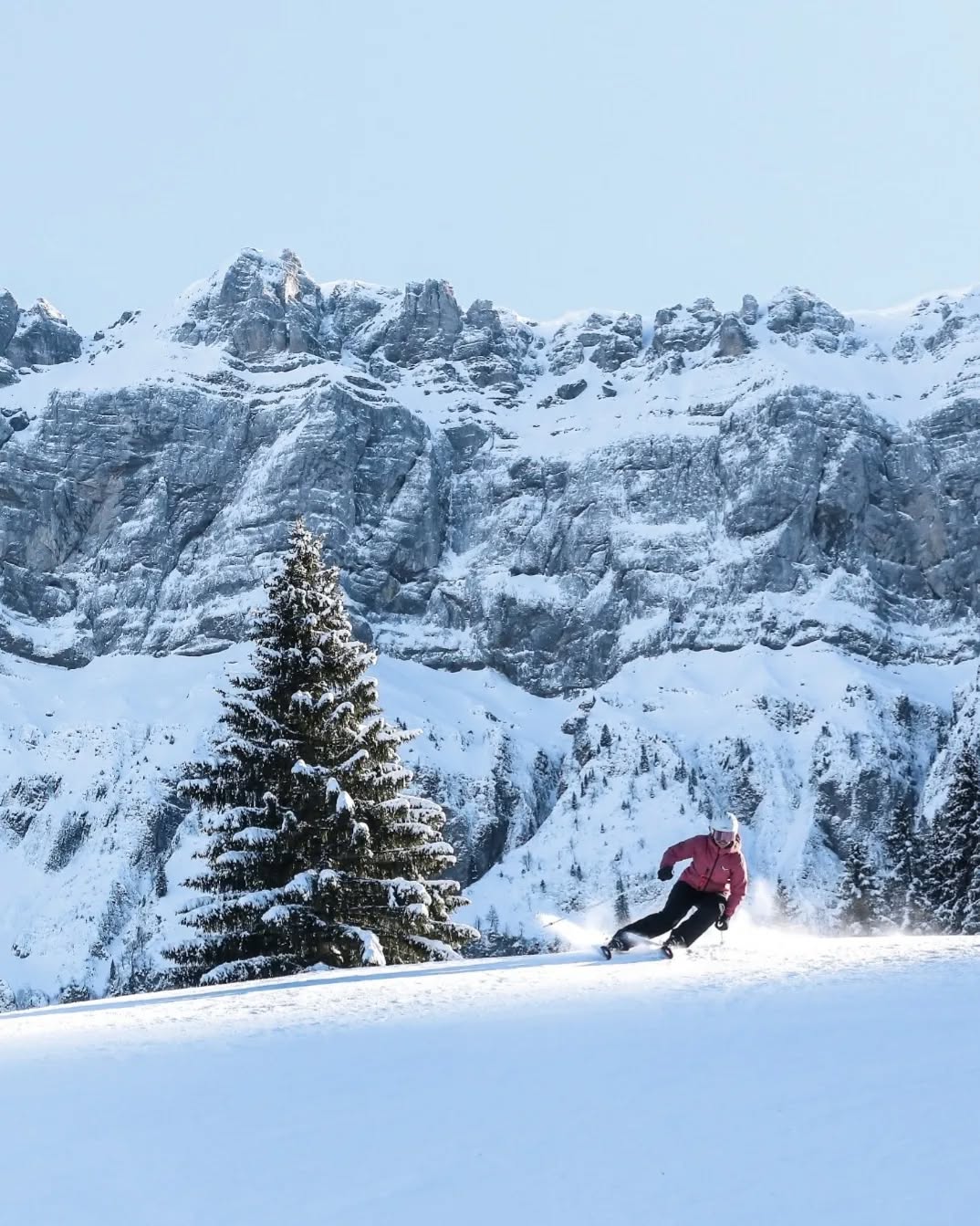 Bumbach in Switzerland - a person skiing down the side of a mountain.