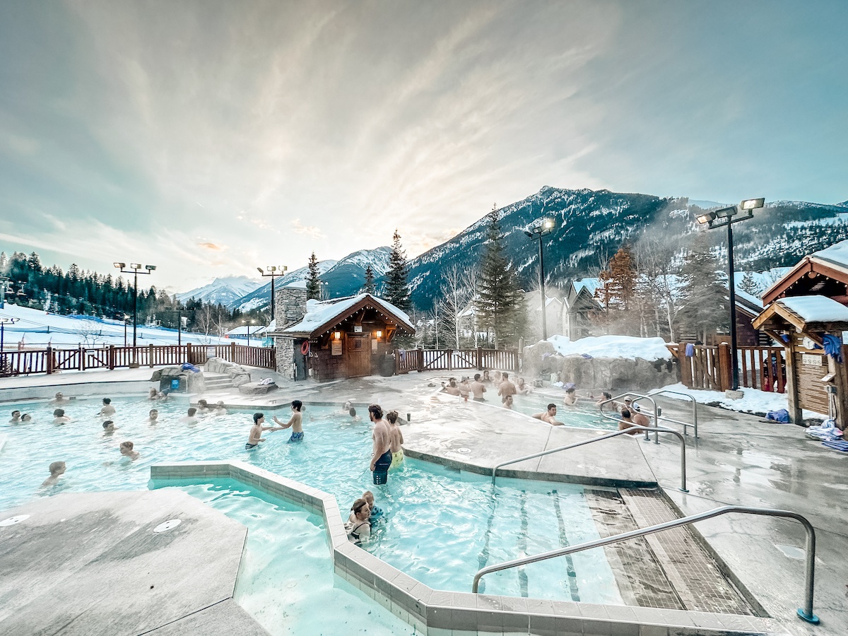 Panorama in Canada - a group of people playing in a pool.