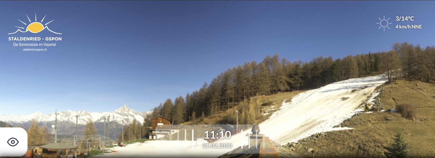 Gspon in Switzerland - a snowboarder is shown on the screen.