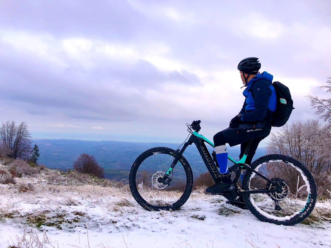 Majelletta in Italy - a person riding a mountain bike in the snow.