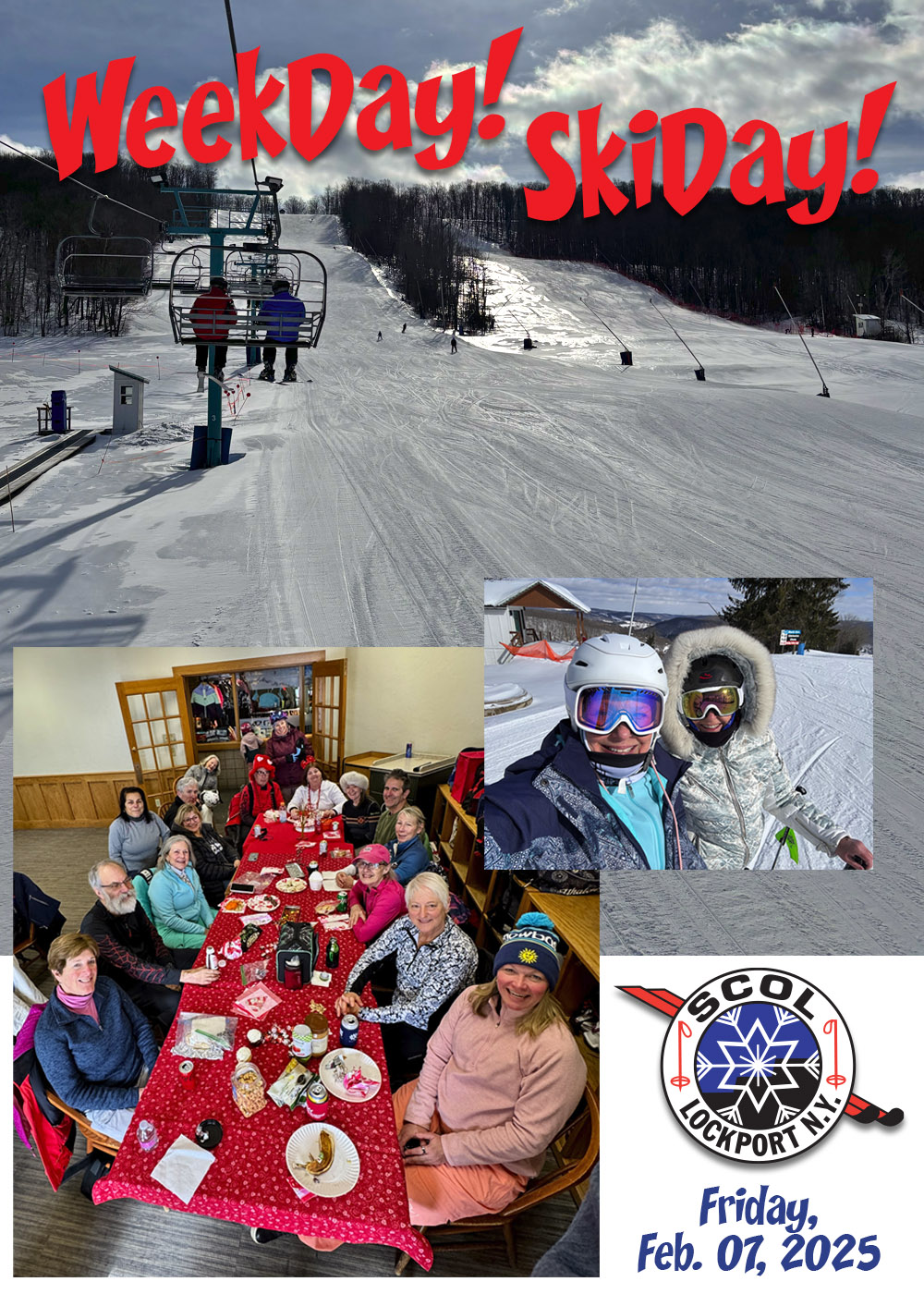 Thunder Ridge in USA - a group of people sitting at a table in the snow.