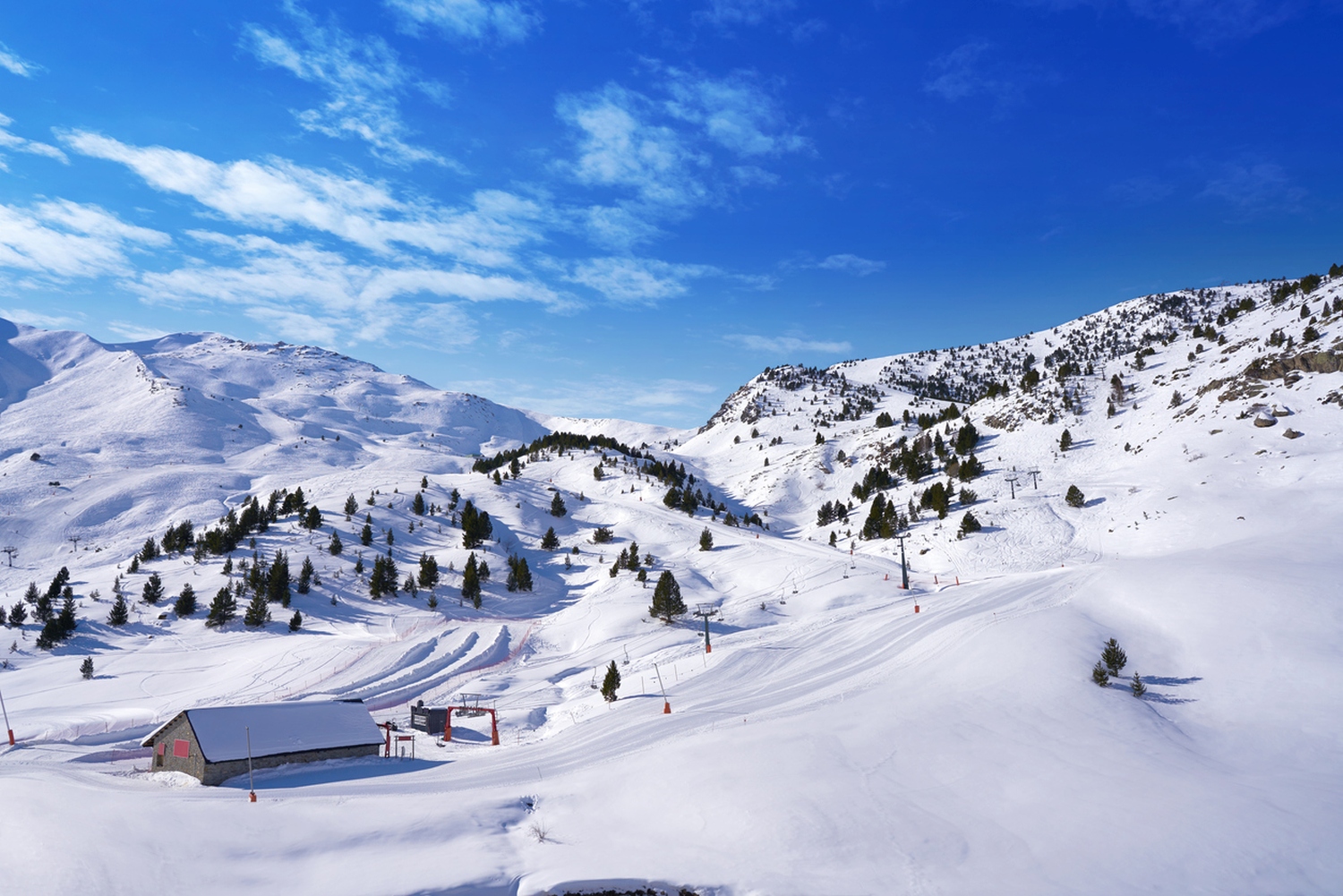 Cerler in Spain - a view of a ski area with a mountain in the background.