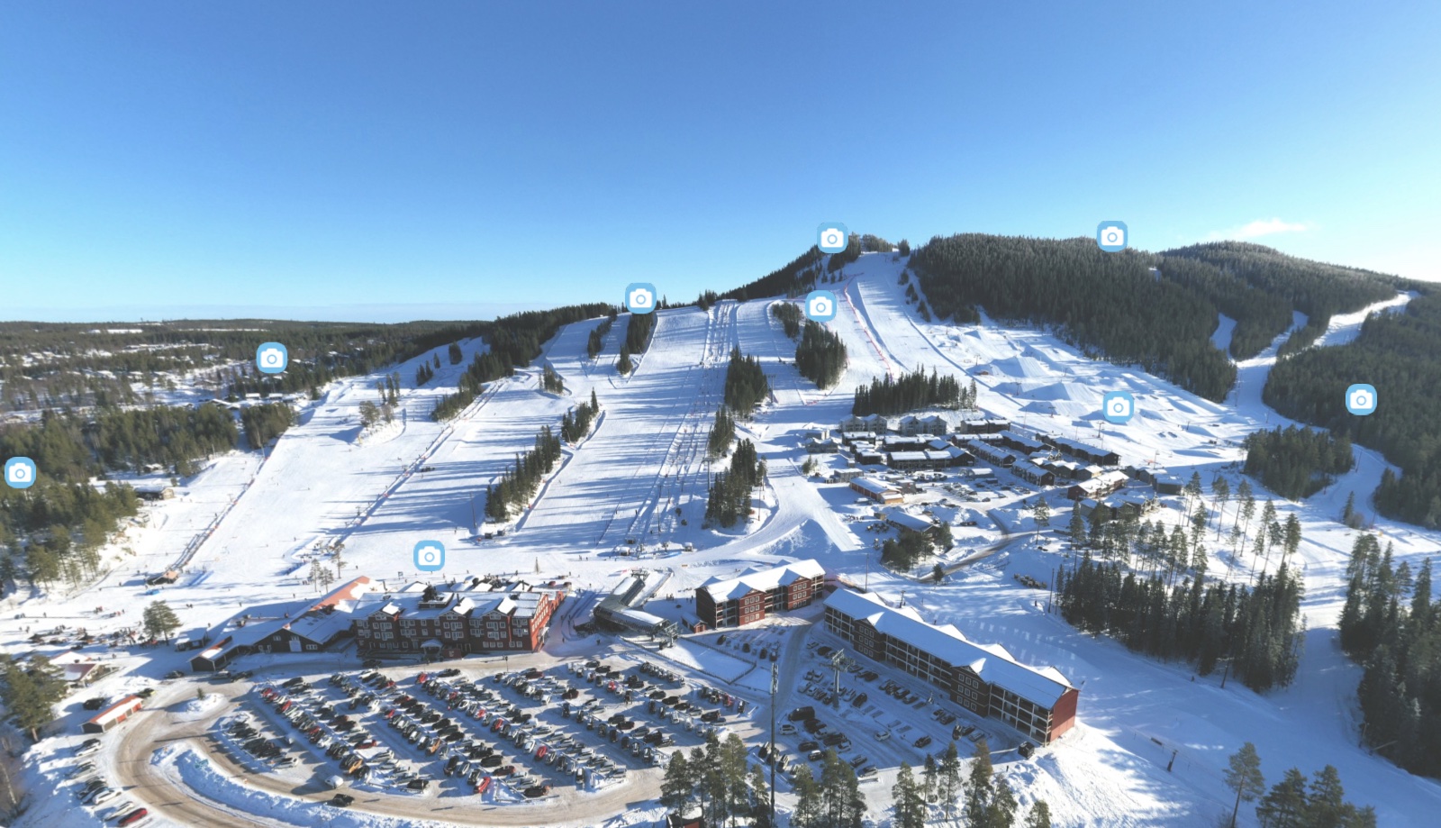 Jäckvik in Sweden - snow covered ski area.