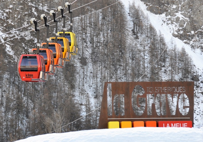 La Grave , La Meije in France - a ski lift going up the side of a mountain.
